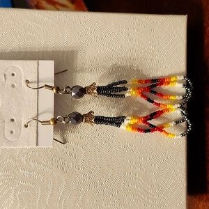 Beaded teardrop 3" earrings